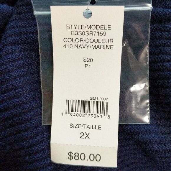 NWT Lord & Taylor cotton blend long line tunic navy pull over sweater size 2X - Picture 6 of 11